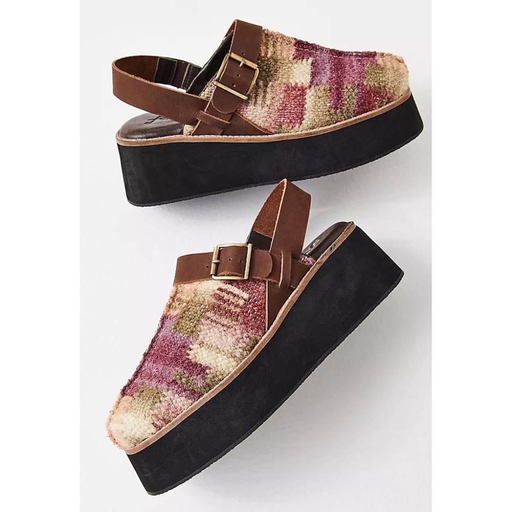 FREE PEOPLE Astrid Platform Mules / Mulberry Mix